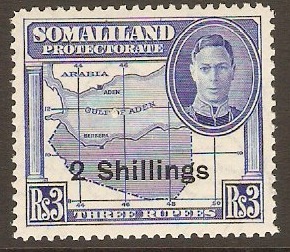 Somaliland Protectorate 1951 2s on 3r Bright blue. SG134.